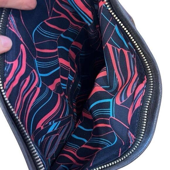 Marc By Marc Jacobs Leather Clutch Fold Over Bag Black Logo Boho - Picture 7 of 10